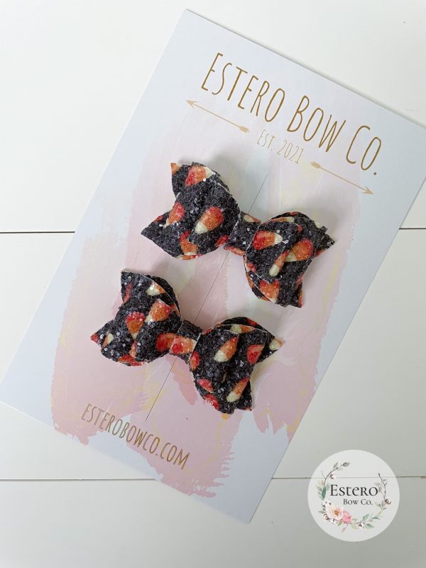 2.5” Candy Corn Glitter Hair Bow - Image 2