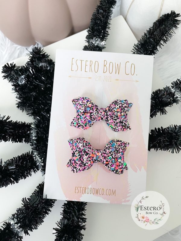 2.5” Halloween Party Glitter Hair Bow - Image 2