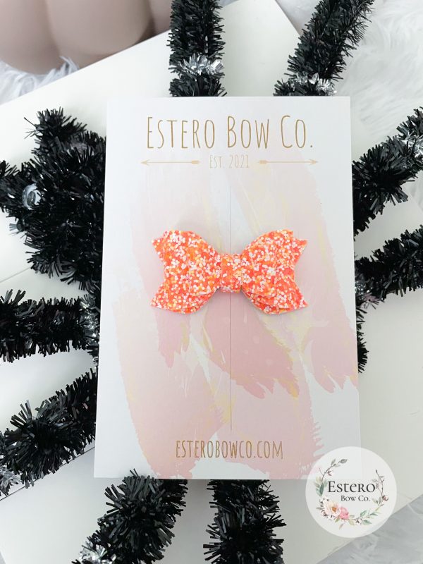 2.5” Orange Halloween Glitter Hair Bow
