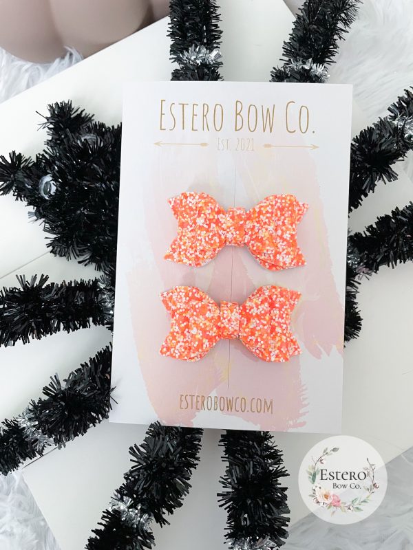 2.5” Orange Halloween Glitter Hair Bow - Image 2