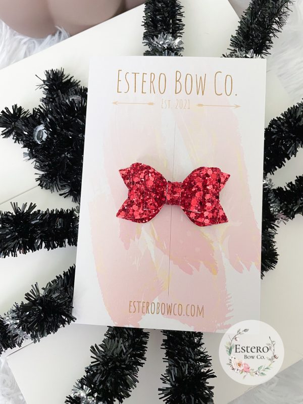 2.5” Vampire Red Glitter Hair Bow