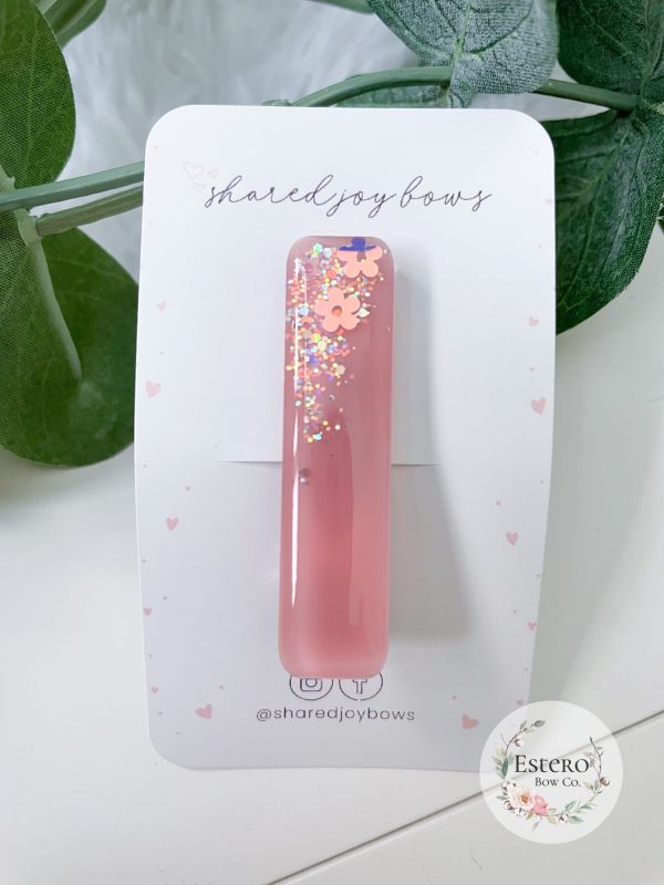 Pink Floral Resin Hair Clip | Shared Joy Bows