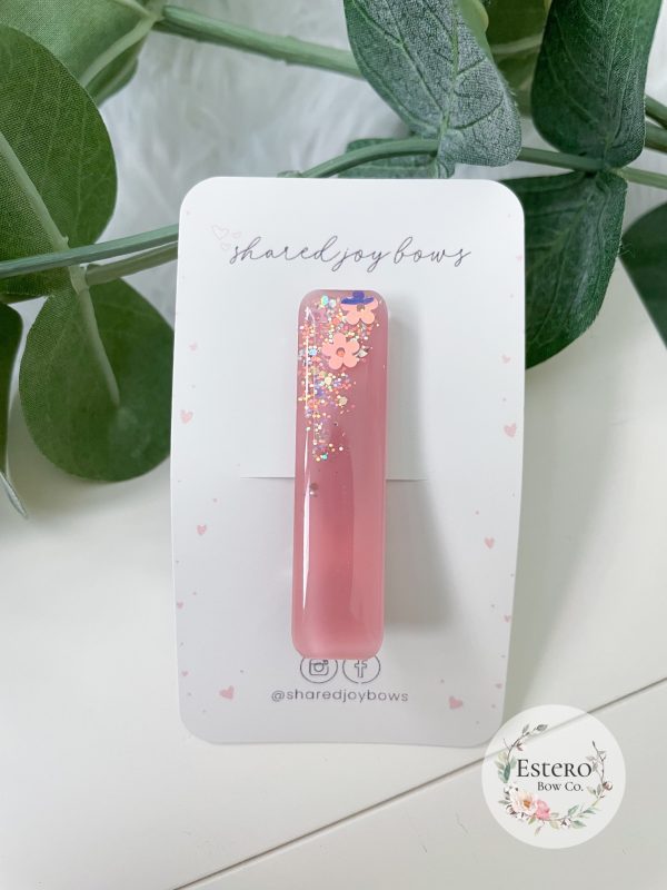 Pink Floral Resin Hair Clip | Shared Joy Bows - Image 3