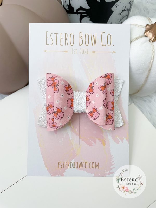3.5” Floral Pumpkin Mouse Hair Bow