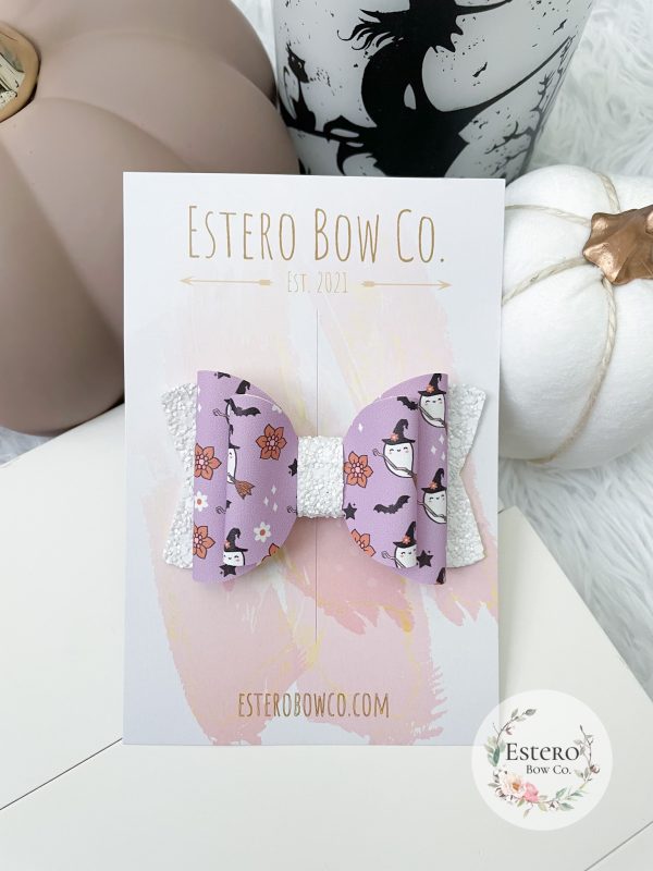 3.5” Purple Ghost Hair Bow - Image 2
