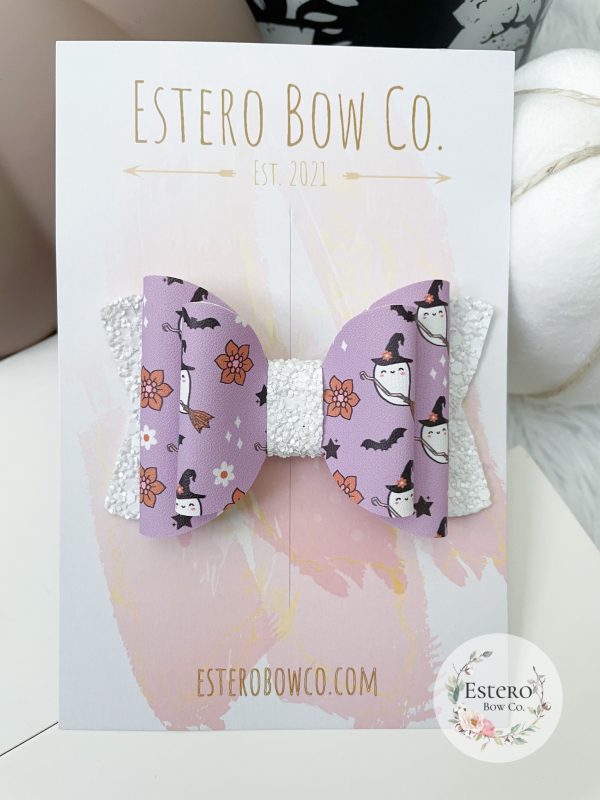 3.5” Purple Ghost Hair Bow