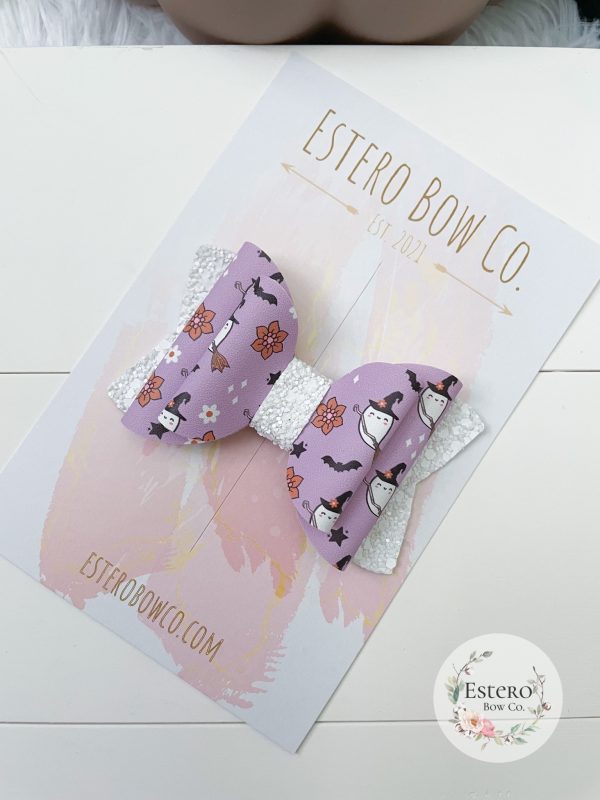 3.5” Purple Ghost Hair Bow - Image 3