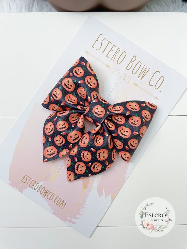 3.5” Jack O-Lantern Sailor Bow - Image 2