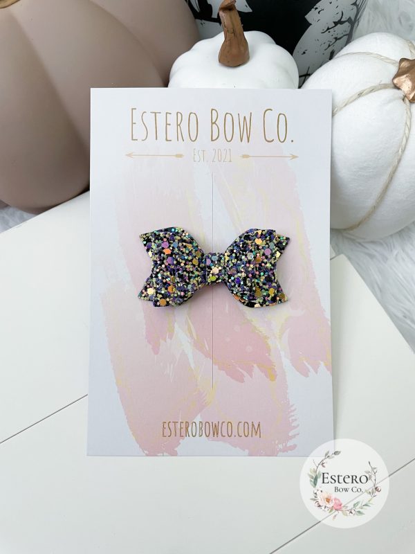 2.5” Black Cauldron Glitter Hair Bow