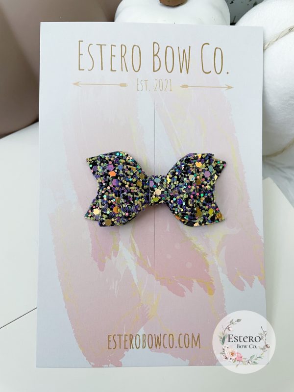 2.5” Black Cauldron Glitter Hair Bow - Image 2