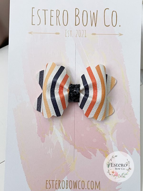 2.5” Halloween Stripes Hair Bow - Image 3