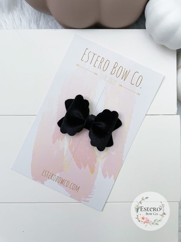 2.5” Black Velvet Hair Bow - Image 2
