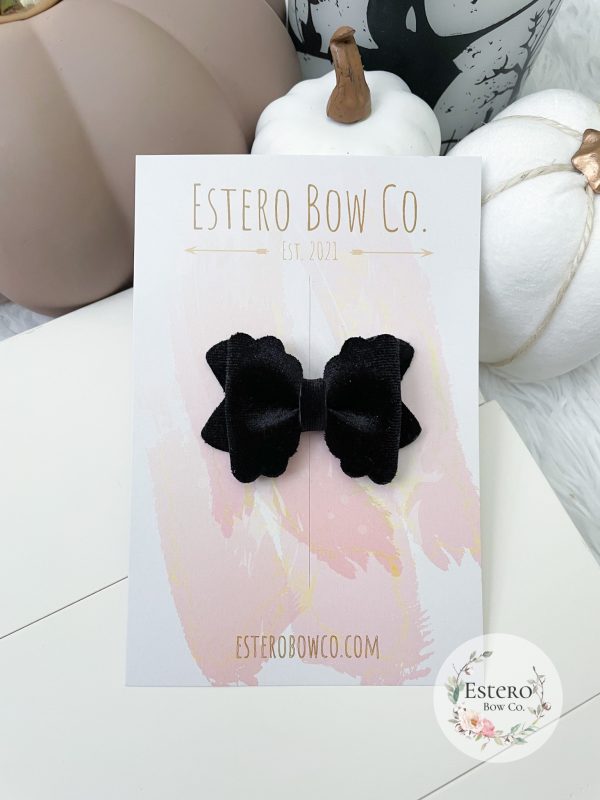 2.5” Black Velvet Hair Bow - Image 3