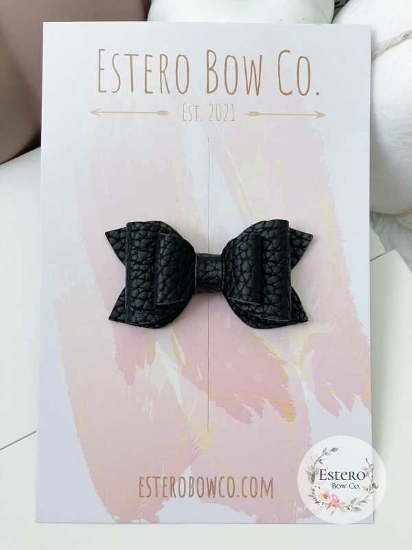 2.5” Black Vegan Leather Hair Bow