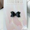 1.72” Embossed Black Vegan Leather Hair Bow - Image 2