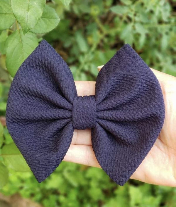 5.5" Navy Bullet Fabric Hair Bow | Dainty Delights Creations