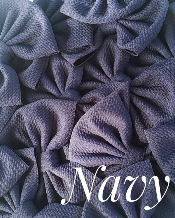5.5" Navy Bullet Fabric Hair Bow | Dainty Delights Creations - Image 2