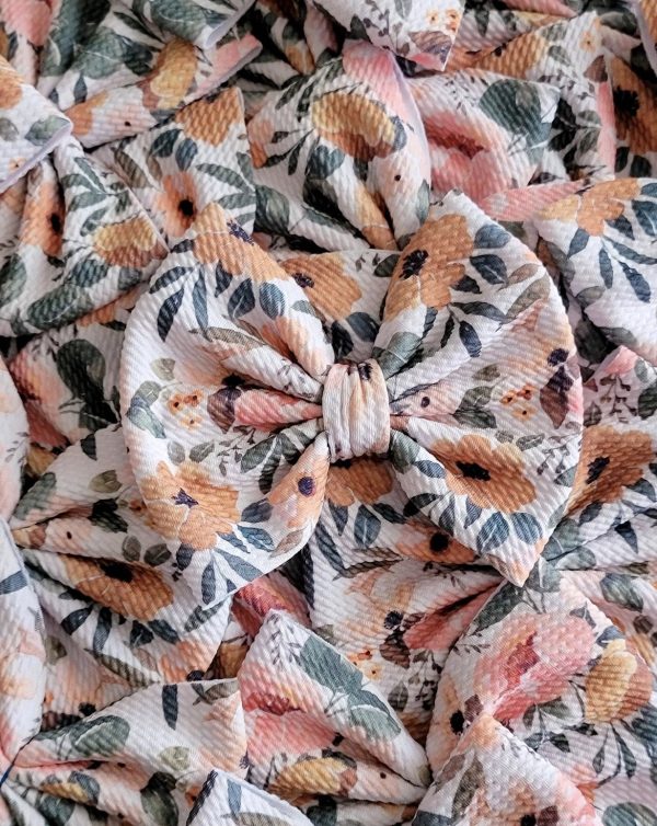 5.5" Vintage Watercolor Floral Bullet Fabric Hair Bow | Dainty Delights Creations - Image 2