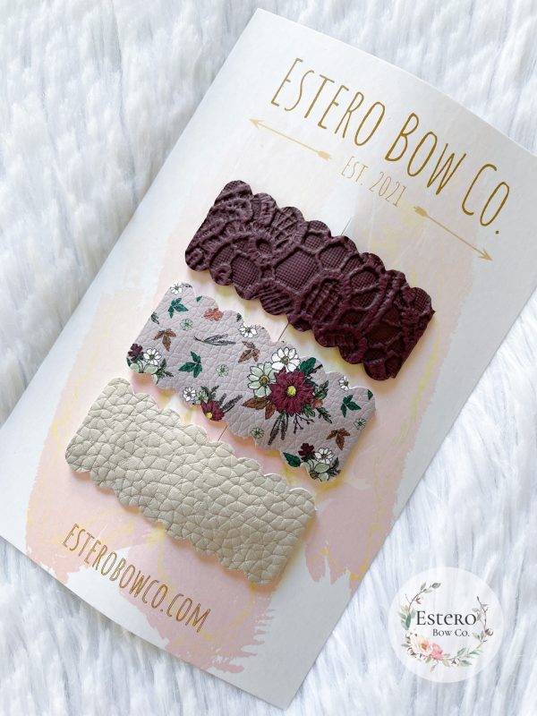 Winter Floral Snap Clip Set