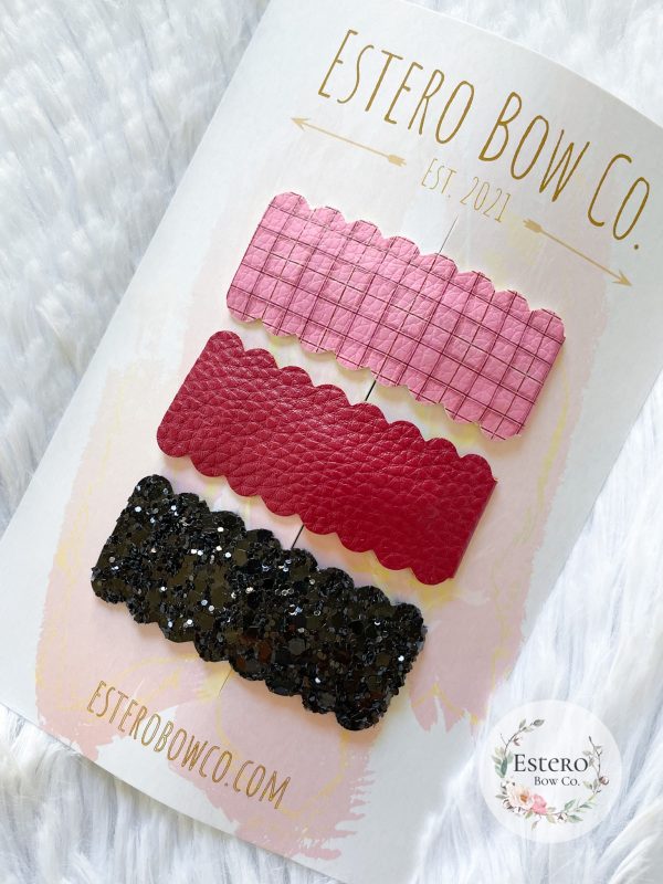 Pink Plaid Snap Clip Set