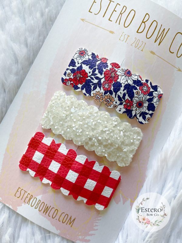 Americana Floral Snap Clip Set