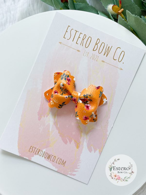 2.5” Mustard Floral Hair Bow - Image 3