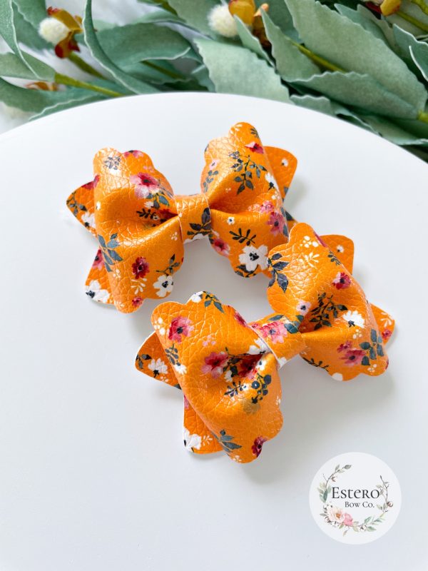 2.5” Mustard Floral Hair Bow - Image 2