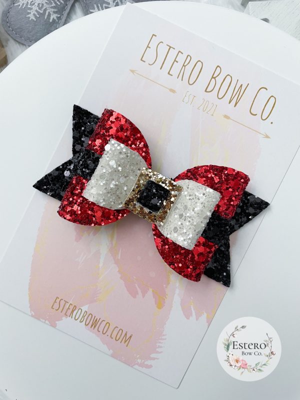 4” Santa Hair Bow - Image 2