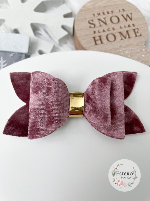 3.5” Mauve Crushed Velvet Hair Bow