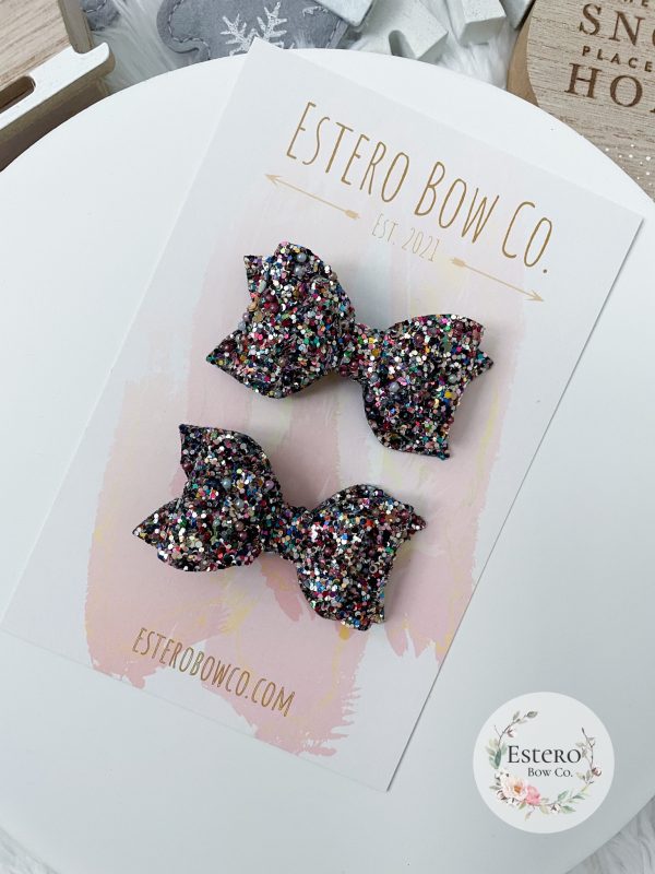 2.5” Jubilee Pearled Glitter Pigtail Bows - Image 3
