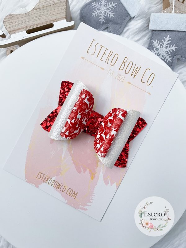 3.5” Reindeer Sleigh Hair Bow - Image 3