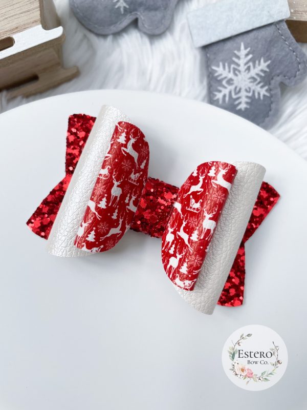 3.5” Reindeer Sleigh Hair Bow - Image 2