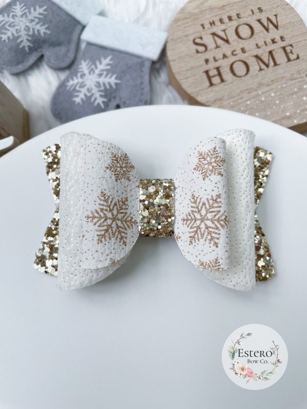 3.5” Glittering Snowflakes Hair Bow