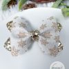 3.5” Glittering Snowflakes Hair Bow
