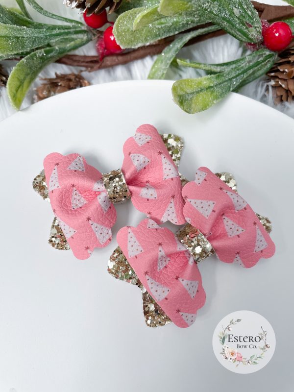 2.5” Pink Christmas Hair Bow