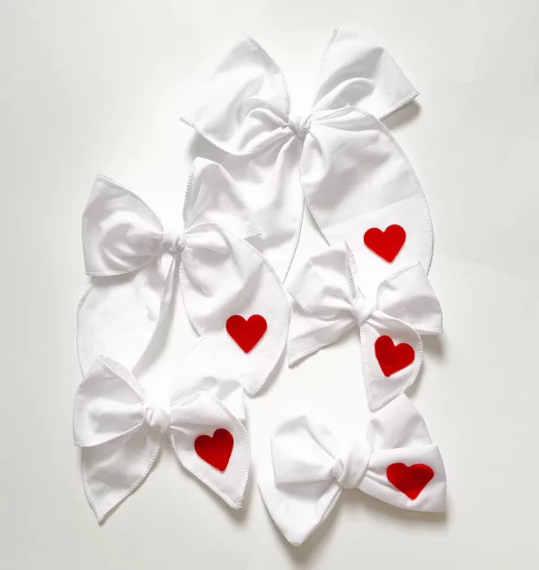 White Valentines Heart Bow - PREORDER