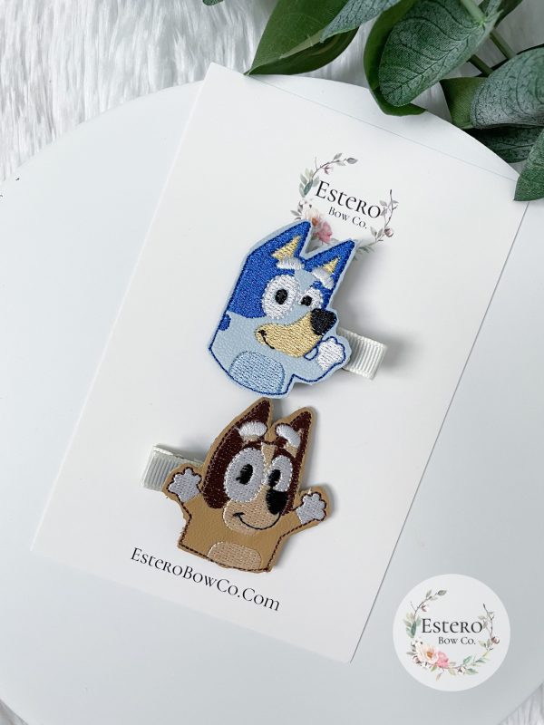 Blue Dog Hair Clip Set