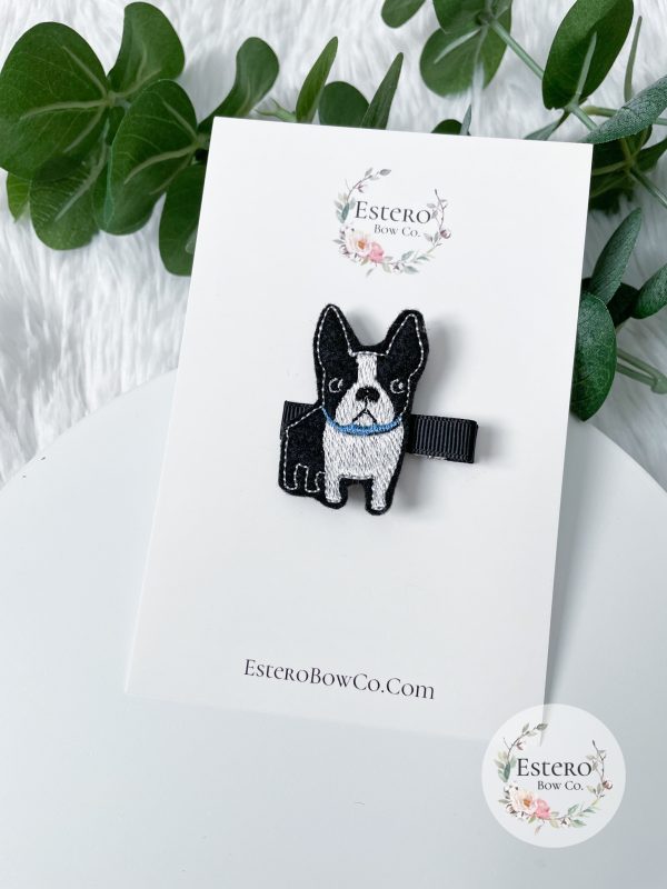 Boston Terrier Hair Clip - Blue Collar - Image 2