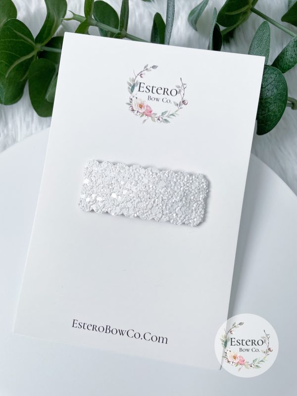 White Glitter Snap Clip