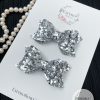 2.5” Classic Silver Glitter Pigtail Bows