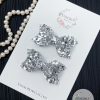 2.5” Classic Silver Glitter Pigtail Bows - Image 2