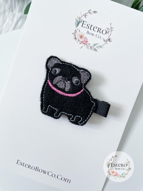 Black Pug Hair Clip