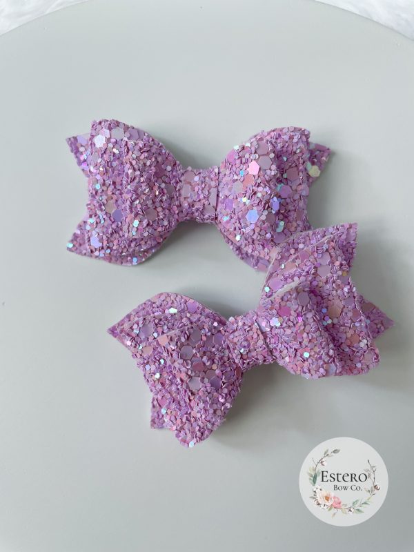 2.5” Lilac Glitter Hair Bow