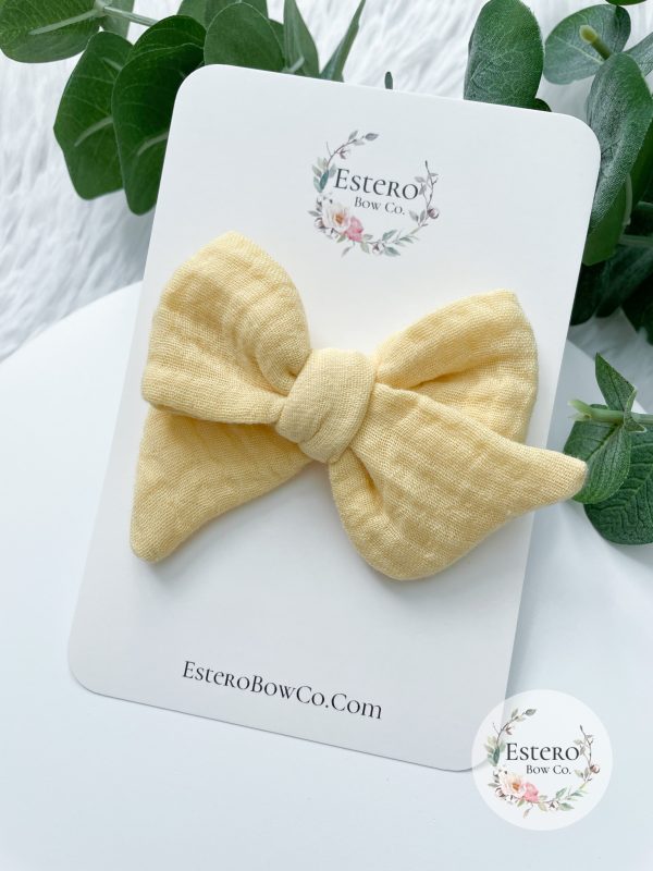 Mellow Yellow Gauze Hair Bow - Image 2