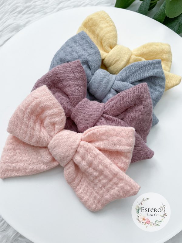 Mellow Yellow Gauze Hair Bow - Image 5