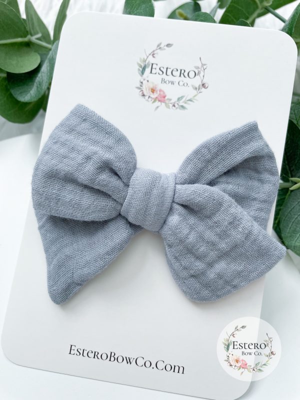 Quarry Blue Gauze Hair Bow - Image 2
