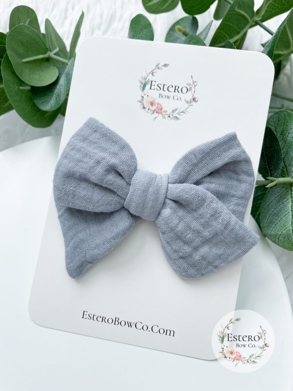 Quarry Blue Gauze Hair Bow