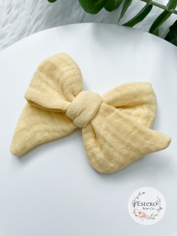Mellow Yellow Gauze Hair Bow - Image 3