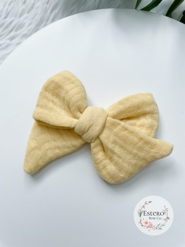 Mellow Yellow Gauze Hair Bow - Image 4