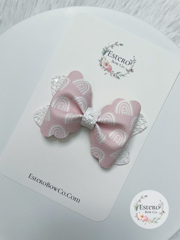 3.5” Neutral Rainbows Hair Bow - Image 4